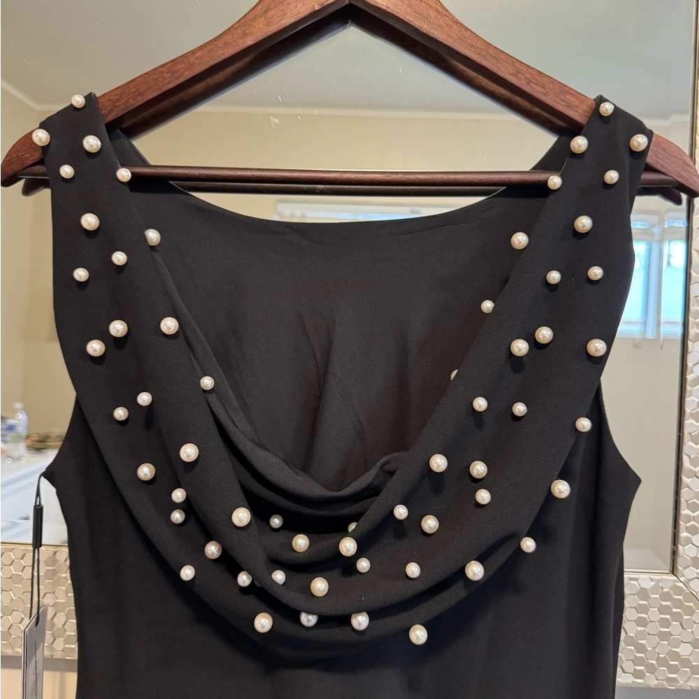 Karl Lagerfeld Elegant Black Pearl-Embellished Dress - Picture 9 of 11